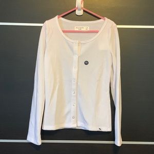 Abercrombie Kids Girls White Ribbed Knit Henley